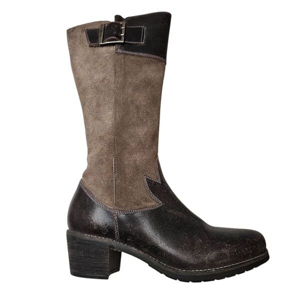 Olukai Emalani Tall Embroidered Leather Riding Distressed Boots Size 8.5 - Picture 1 of 9